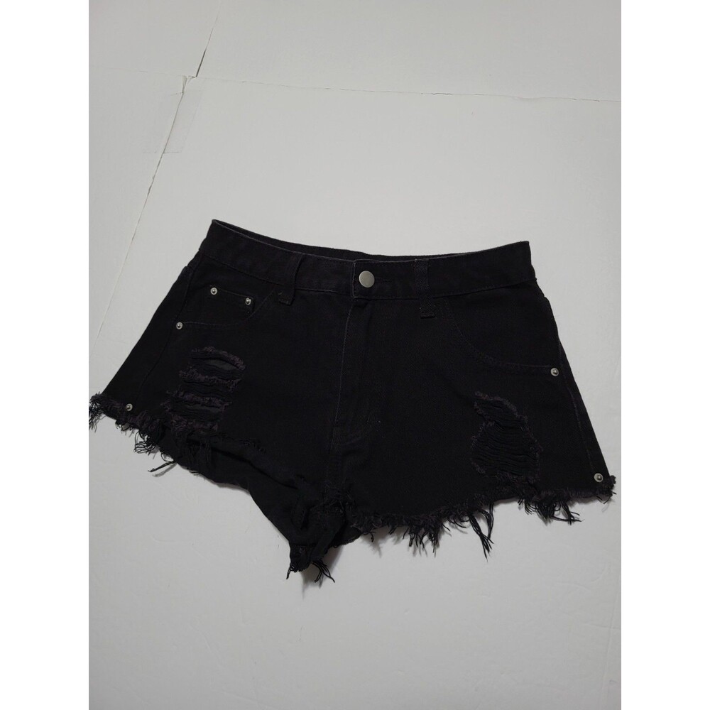 SHEIN black cutoff distressed high rise festival Shorts Size Women's 27